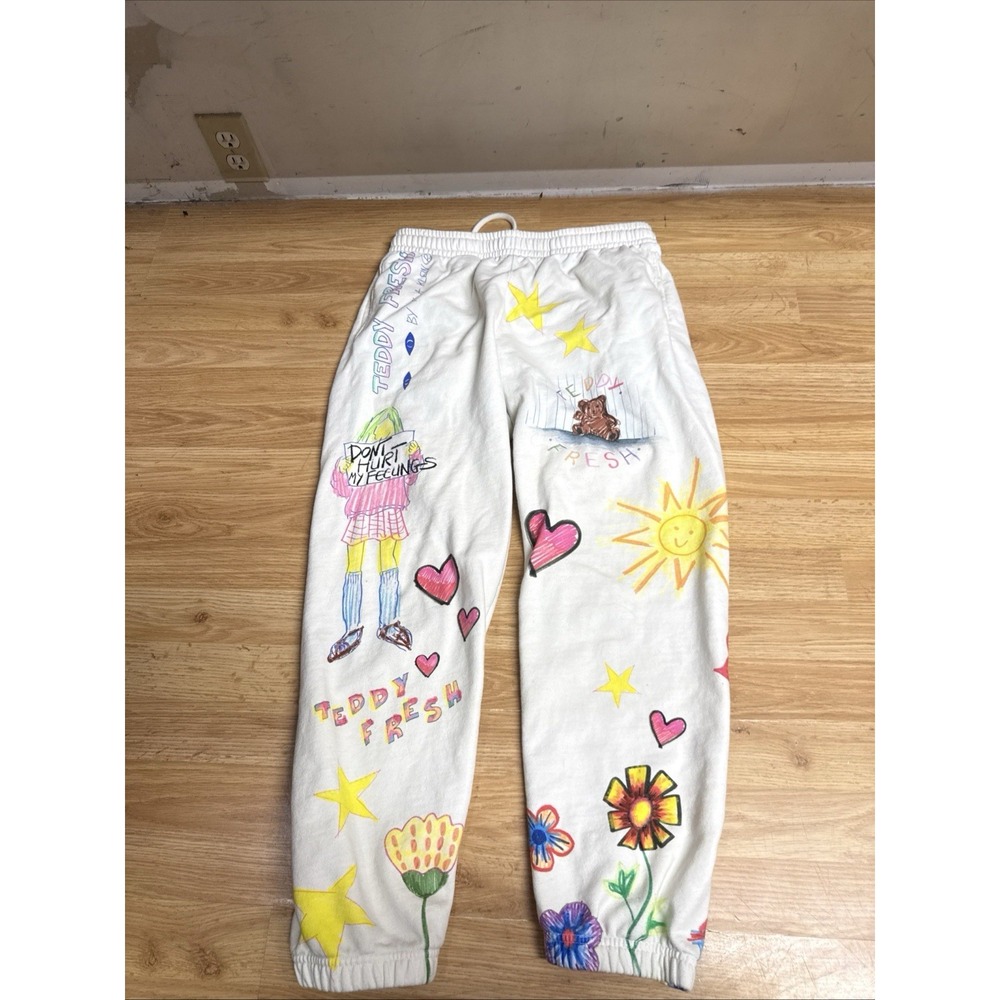 Teddy Fresh Don't Hurt My Feelings Doodle Sweat Pants Size Small